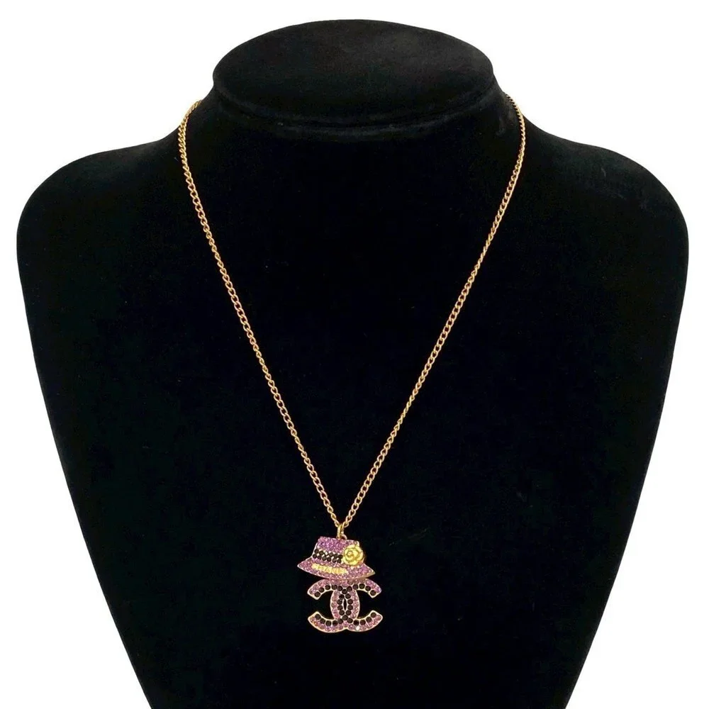 CHANEL Black Logo Necklace